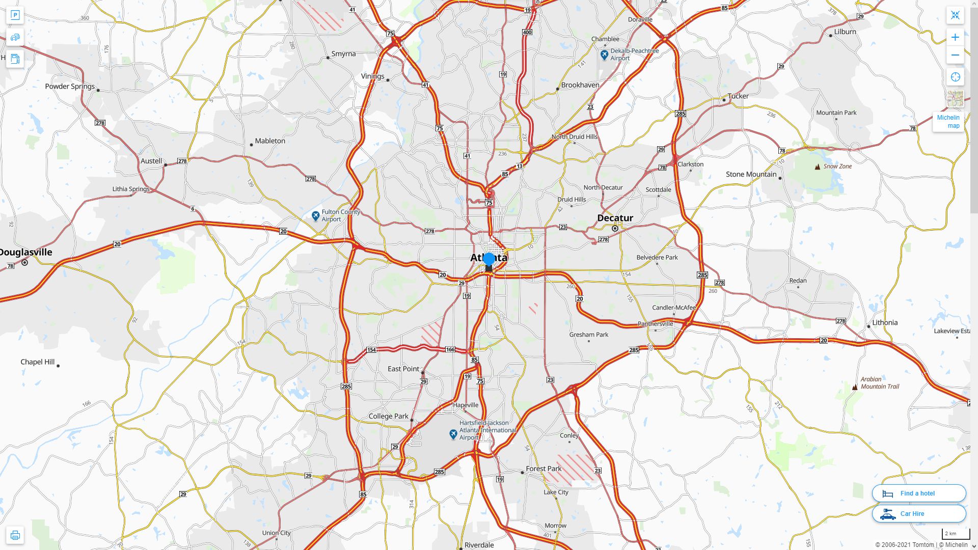 Atlanta Georgia Highway and Road Map